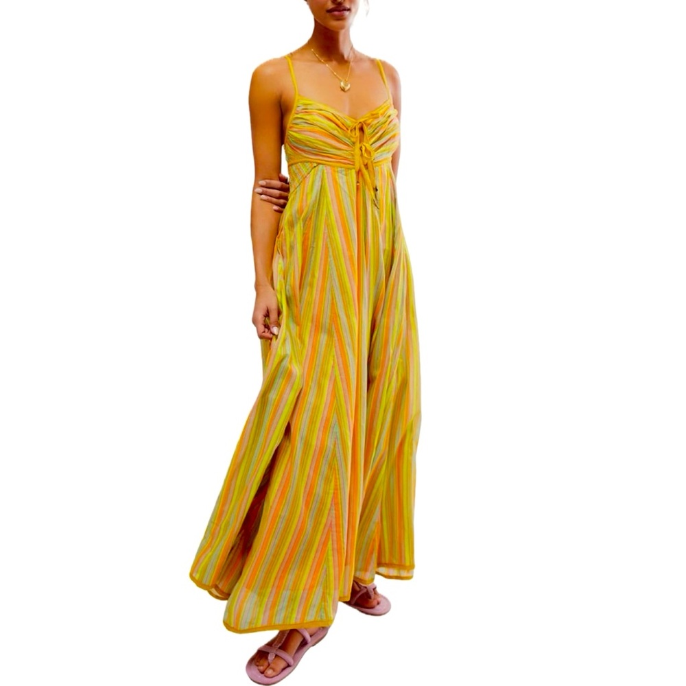 NWT SZ X-SM Free People “Dream Weaver” Maxi Dress in Citrus Combo 🍊🍋‍🟩💚💛🧡
